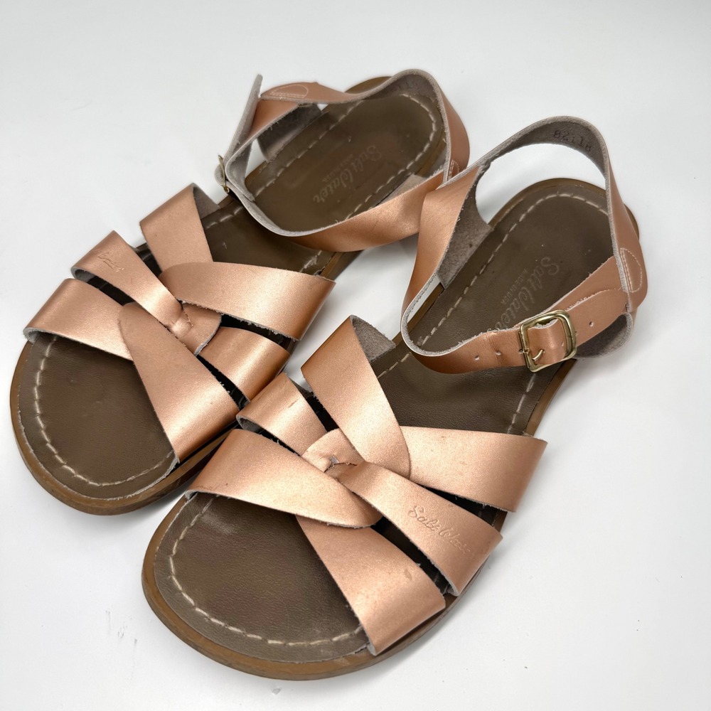 Salt Water Original Sandals Womens 8 Rose Gold Good Metallic Leather Strappy